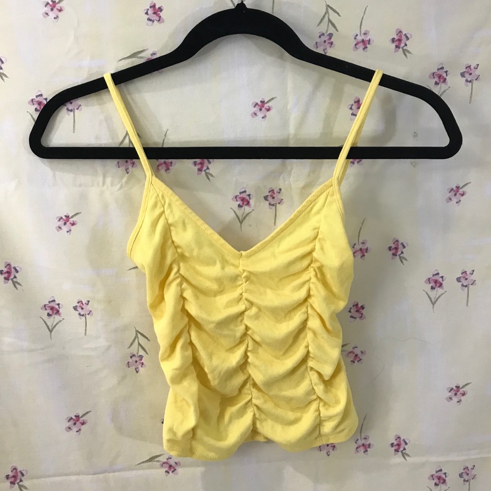 Yellow Kimchi Blue Ruched Cropped Tank Top